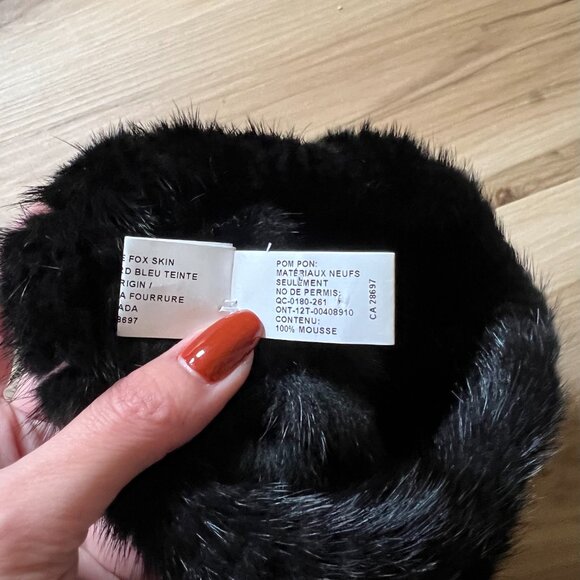 Mink Fur Hat with Fox Pom Pom - Picture 4 of 5